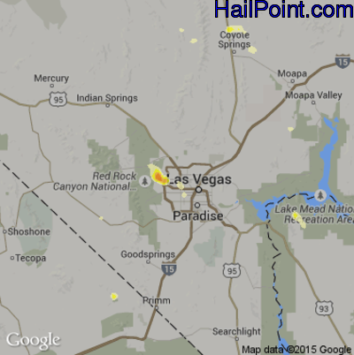 Hail Map for Las Vegas, NV Region on July 6, 2015