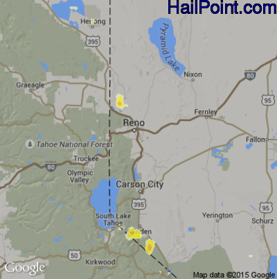 Hail Map for Reno, NV Region on July 6, 2015