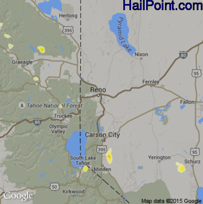 Hail Map for Reno, NV Region on July 8, 2015