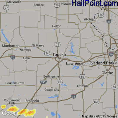 Hail Map for Topeka, KS Region on July 10, 2015