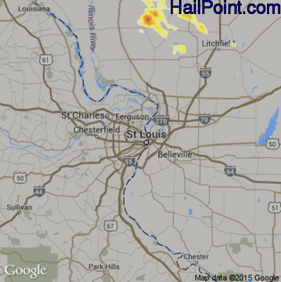 Hail Map for St. Louis, MO Region on July 11, 2015