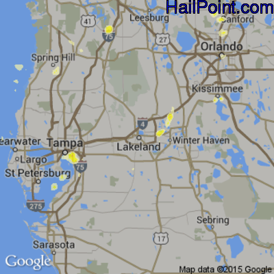 Hail Map for Lakeland, FL Region on July 11, 2015