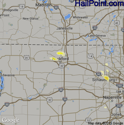 Hail Map for Rockford, IL Region on July 17, 2015