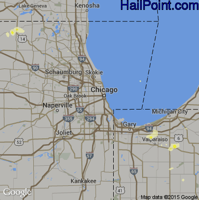 Hail Map for Chicago, IL Region on July 18, 2015
