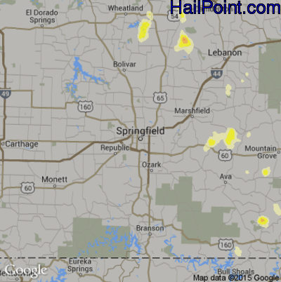 Hail Map for Springfield, MO Region on July 24, 2015