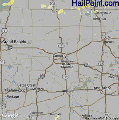 Hail Map for Lansing, MI Region on August 2, 2015