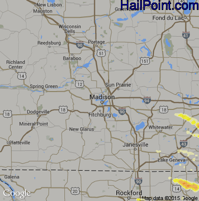 Hail Map for Madison, WI Region on August 3, 2015