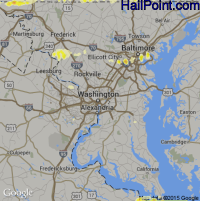 Hail Map for Washington, DC Region on August 4, 2015