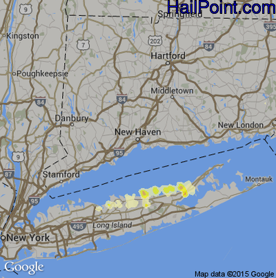 Hail Map for New Haven, CT Region on August 4, 2015 