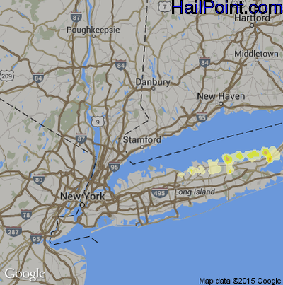 Hail Map for Stamford, CT Region on August 4, 2015