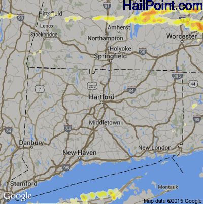 Hail Map for Hartford, CT Region on August 4, 2015