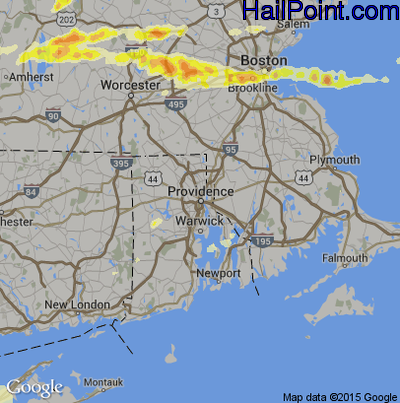 Hail Map for Providence, RI Region on August 4, 2015