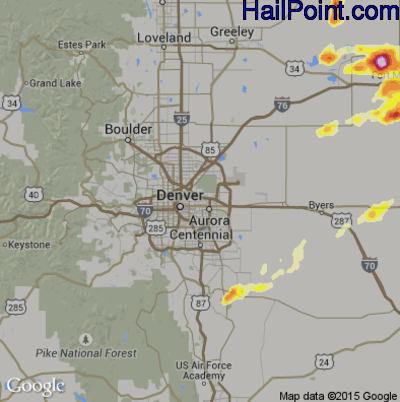 Hail Map for Denver, CO Region on August 7, 2015