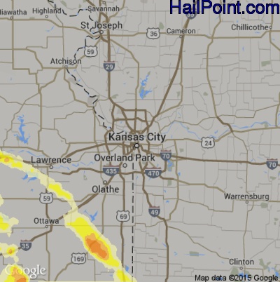 Hail Map for Kansas City, MO Region on August 8, 2015