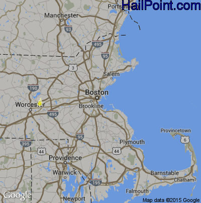 Hail Map for Boston, MA Region on August 18, 2015