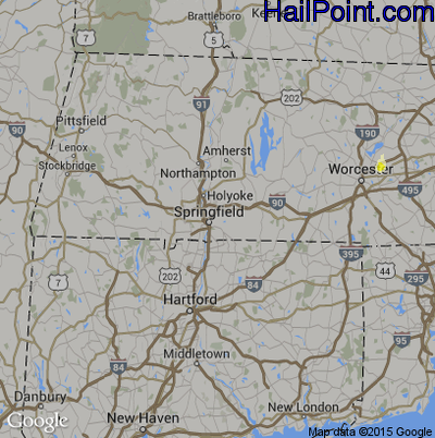 Hail Map for Springfield, MA Region on August 18, 2015