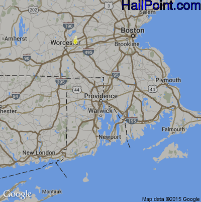 Hail Map for Providence, RI Region on August 18, 2015