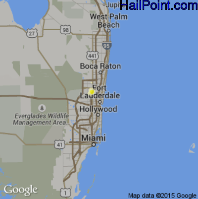 Hail Map for Fort Lauderdale, FL Region on August 26, 2015