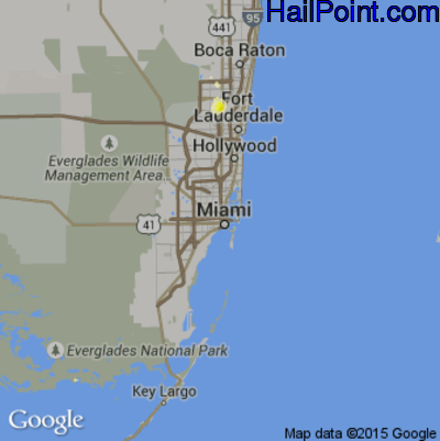 Hail Map for Miami, FL Region on August 26, 2015
