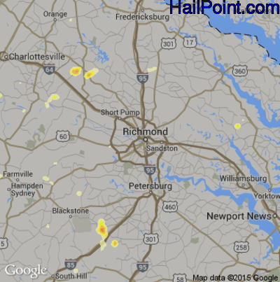 Hail Map for Richmond, VA Region on September 4, 2015