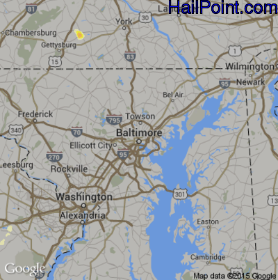 Hail Map for Baltimore, MD Region on September 4, 2015