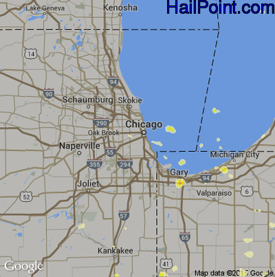 Hail Map for Chicago, IL Region on September 4, 2015 