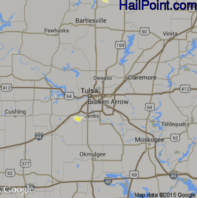 Hail Map for Tulsa, OK Region on September 8, 2015