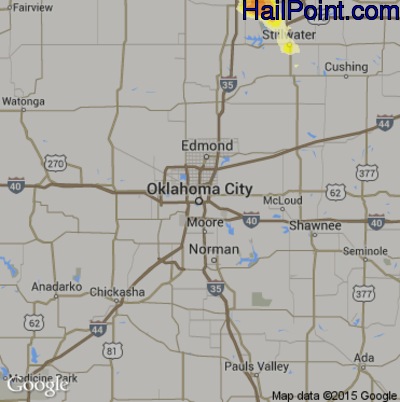 Hail Map for Oklahoma City, OK Region on September 11, 2015