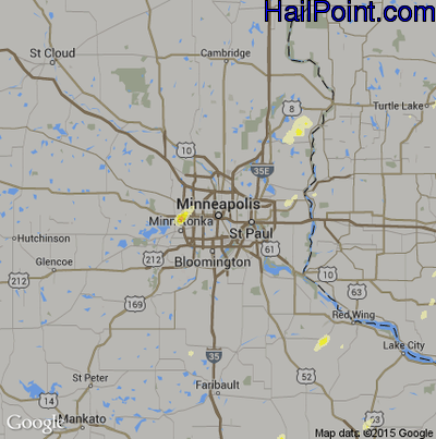 Hail Map for Minneapolis, MN Region on September 17, 2015