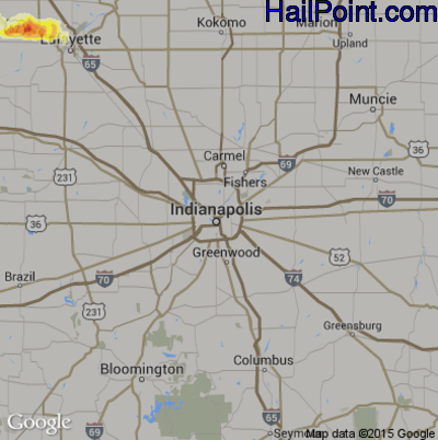 Hail Map for Indianapolis, IN Region on September 19, 2015