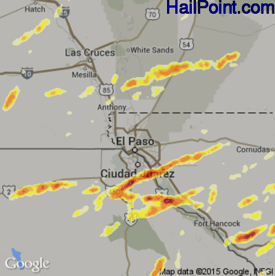 Hail Map for El Paso, TX Region on October 5, 2015 