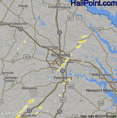 Hail Map for Richmond, VA Region on February 24, 2016