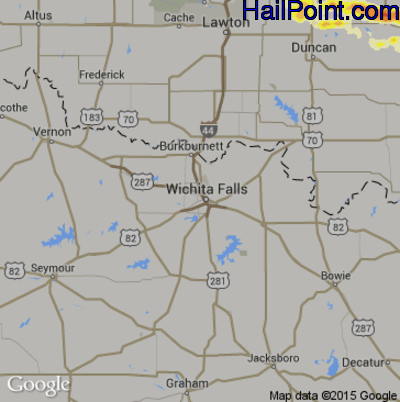 Hail Map for Wichita Falls, TX Region on March 1, 2016 