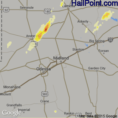 Hail Map for Midland, TX Region on March 7, 2016