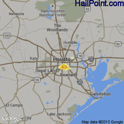 Hail Map for Houston, TX Region on March 18, 2016 