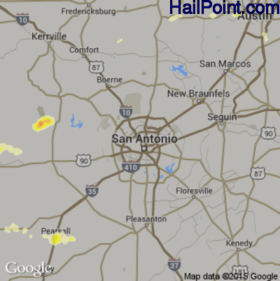 Hail Map for San Antonio, TX Region on March 24, 2016