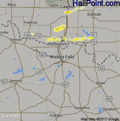 Hail Map for Wichita Falls, TX Region on March 27, 2016 
