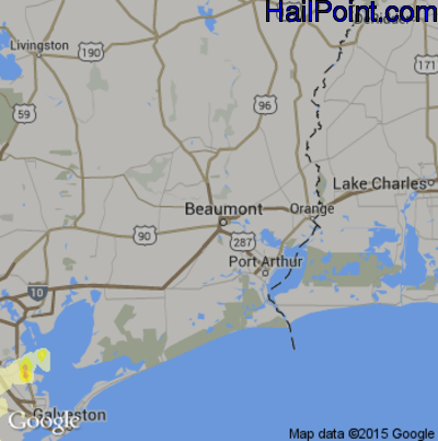 Hail Map for Beaumont, TX Region on April 13, 2016