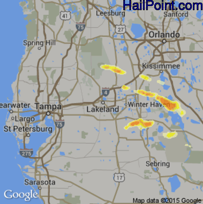 Hail Map for Lakeland, FL Region on April 14, 2016