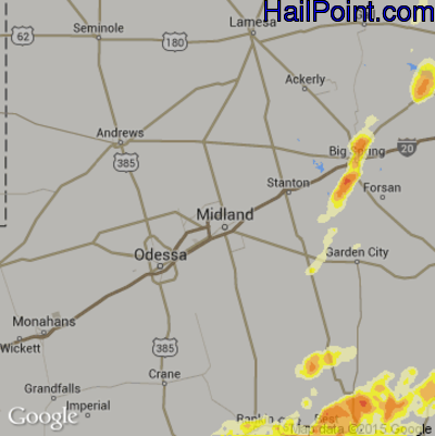 Hail Map for Midland, TX Region on April 16, 2016