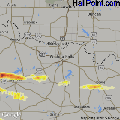 Hail Map for Wichita Falls, TX Region on April 19, 2016