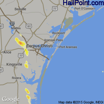 Hail Map for Corpus Christi, TX Region on April 24, 2016