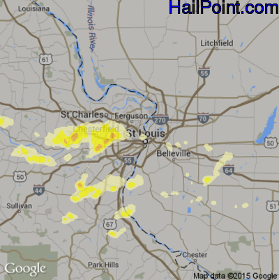 Hail Map for St. Louis, MO Region on April 26, 2016