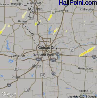 Hail Map for Kansas City, MO Region on April 27, 2016
