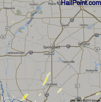 Hail Map for Springfield, IL Region on April 27, 2016