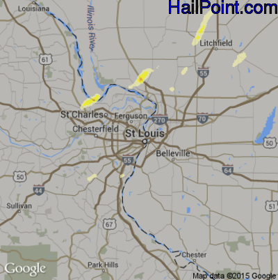 Hail Map for St. Louis, MO Region on April 28, 2016