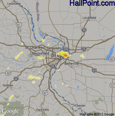 Hail Map for St. Louis, MO Region on April 30, 2016