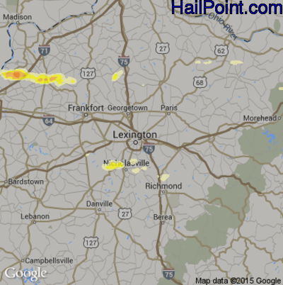 Hail Map for Lexington, KY Region on May 1, 2016