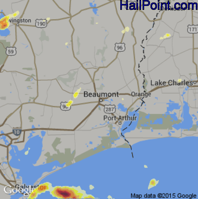 Hail Map for Beaumont, TX Region on May 2, 2016 