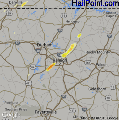 Hail Map for Raleigh, NC Region on May 2, 2016 